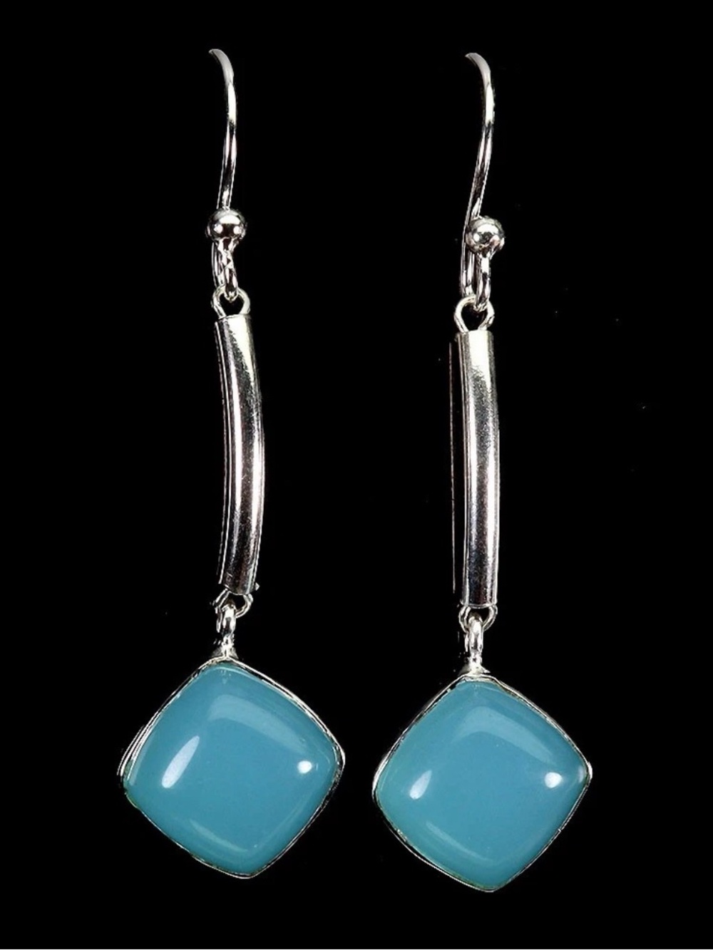Stunning Natural Chalcedony 10mm cushion Cut Earrings 925 Sterling Silver